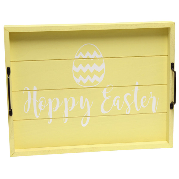 All The Rages Elegant Designs Decorative Wood Serving Tray With Handles, 15.50" X 12", "Hoppy Easter" HG2000-YHE