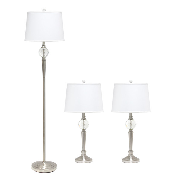 All The Rages Lalia Home Crystal Drop Table And Floor Lamp Set In Brushed Nickel LHS-1000-BN
