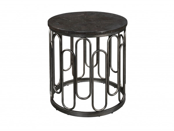 Industrial Gray Marble And Iron End Table 402185 By Homeroots