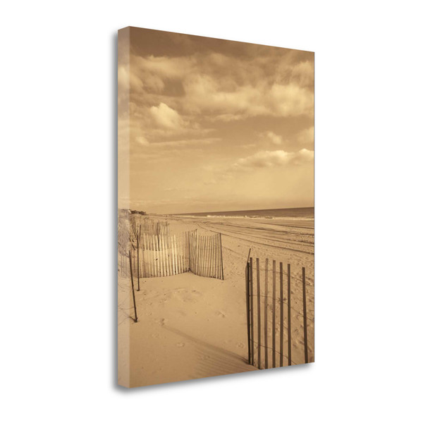 21" Sepia Toned Beach Scene Giclee Print On Gallery Wrap Canvas Wall Art 420289 By Homeroots