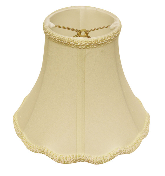 8" Ivory Slanted Scallop Bell Monay Shantung Lampshade 469570 By Homeroots