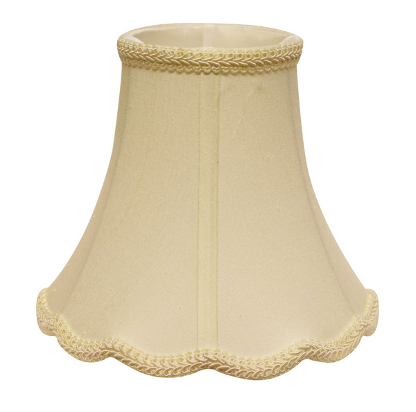 12" Ivory Slanted Scallop Bell Monay Shantung Lampshade 469574 By Homeroots