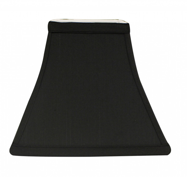 12" Black With White Lining Square Bell Shantung Lampshade 469986 By Homeroots