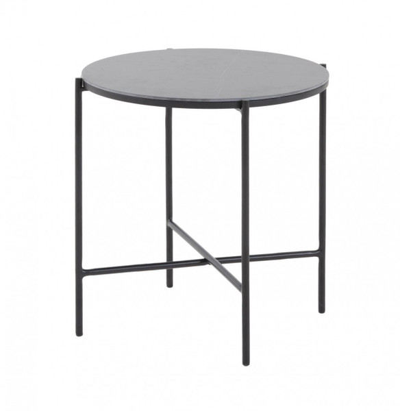 Modern Industrial Black Round Ceramic Side Table 473158 By Homeroots