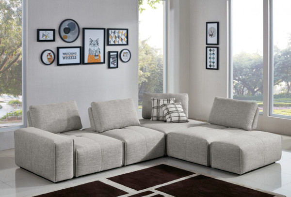 Mod Gray Fabric Chunky Modular Sectional Sofa 473563 By Homeroots