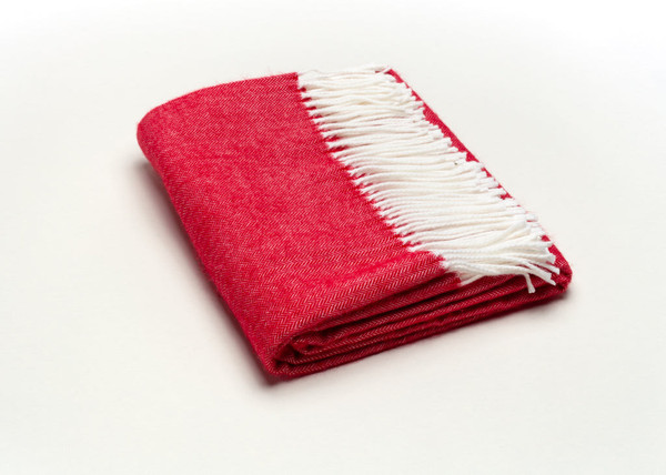 Scarlet Red Soft Acrylic Herringbone Throw Blanket 475730 By Homeroots