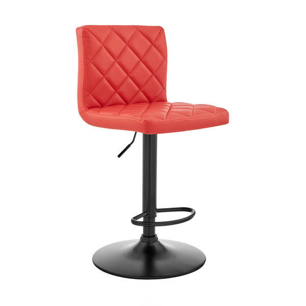 Red Faux Leather Swivel Adjustable Bar Stool 476948 By Homeroots