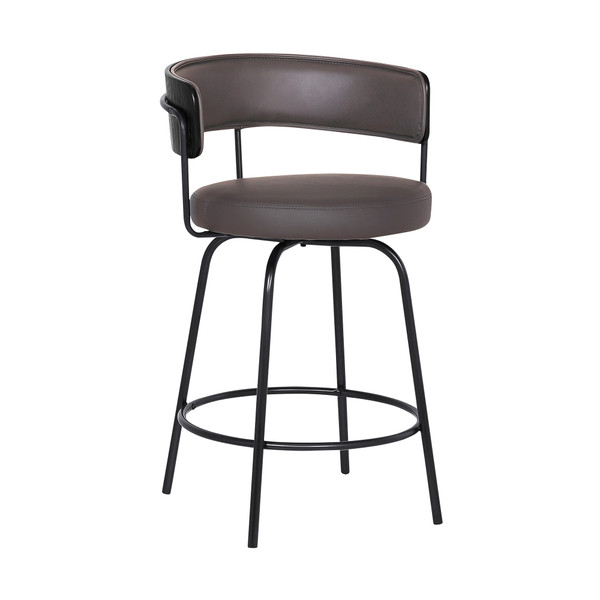 26" Gray Faux Leather Modern Swivel Bar Stool 477051 By Homeroots