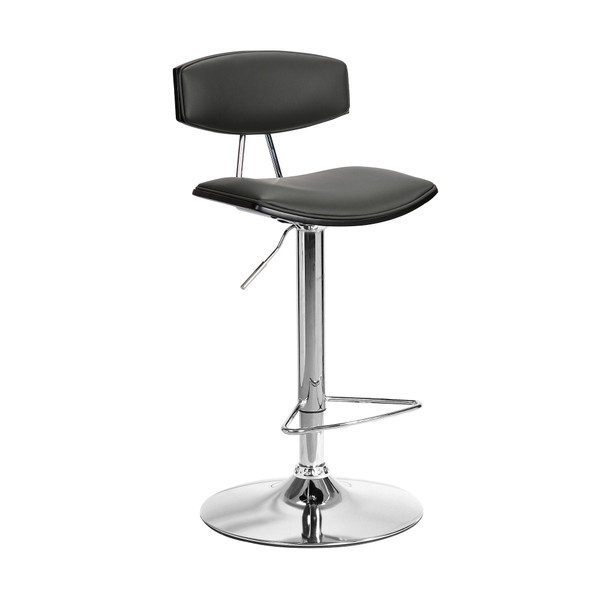Gray Faux Leather Adjustable Chrome Base Swivel Bar Stool 477055 By Homeroots