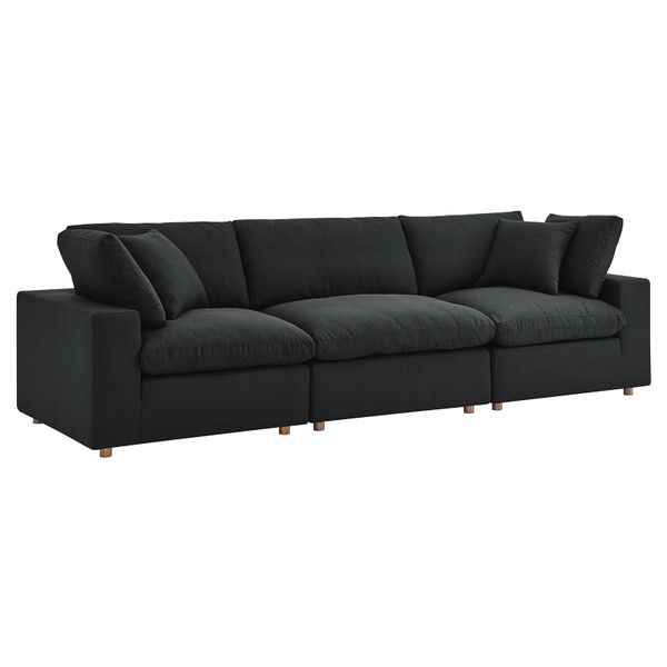 Modway Commix Down Filled Overstuffed 3 Piece Sectional Sofa Set - Black EEI-3355-BLK