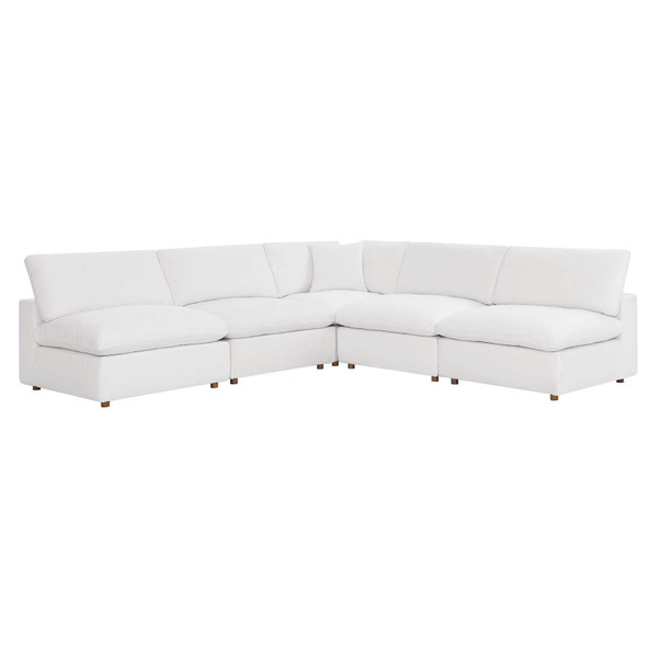 Modway Commix Down Filled Overstuffed 5-Piece Armless Sectional Sofa - Pure White EEI-3360-PUW