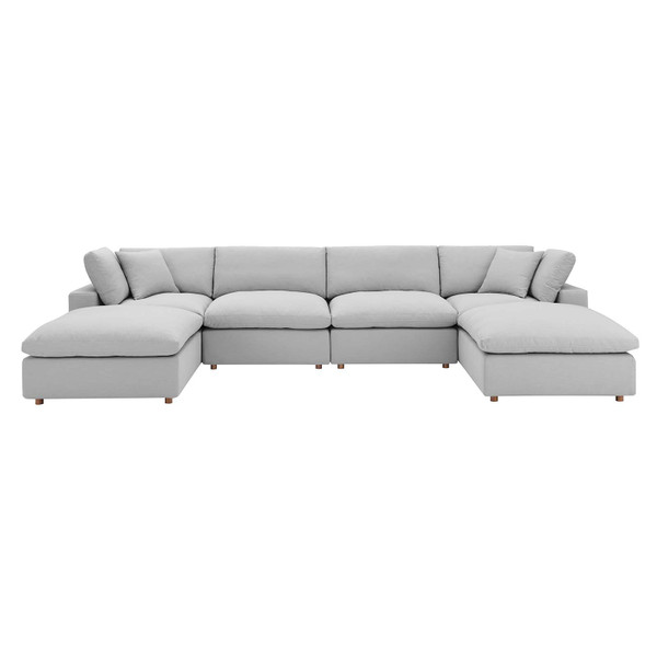 Modway Commix Down Filled Overstuffed 6-Piece Sectional Sofa - Light Gray EEI-3362-LGR