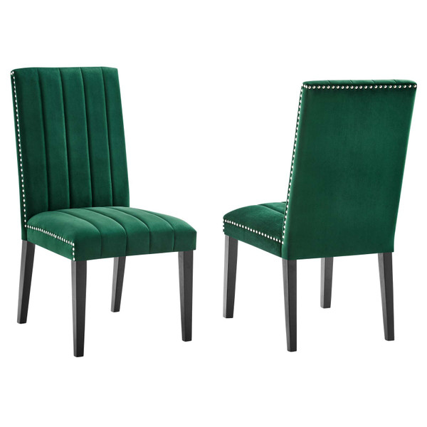 Modway Catalyst Performance Velvet Dining Side Chairs (Set Of 2) Green EEI-5081-GRN