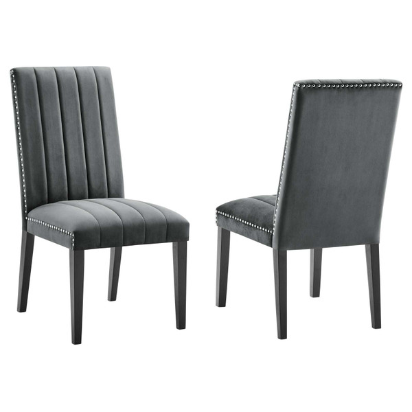 Modway Catalyst Performance Velvet Dining Side Chairs (Set Of 2) Gray EEI-5081-GRY