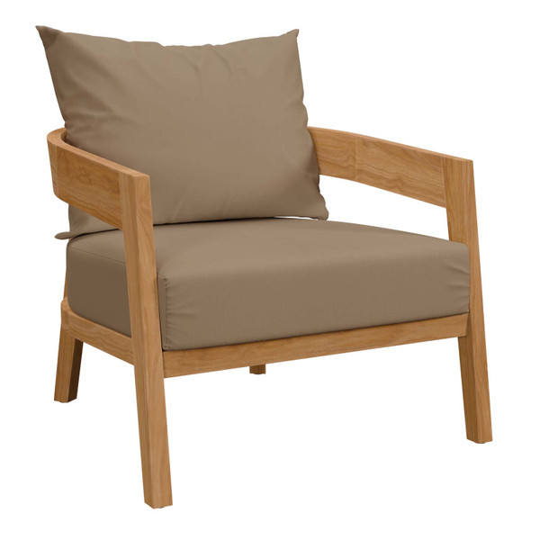 Modway Brisbane Teak Wood Outdoor Patio Armchair - Natural Light Brown EEI-5602-NAT-LBR