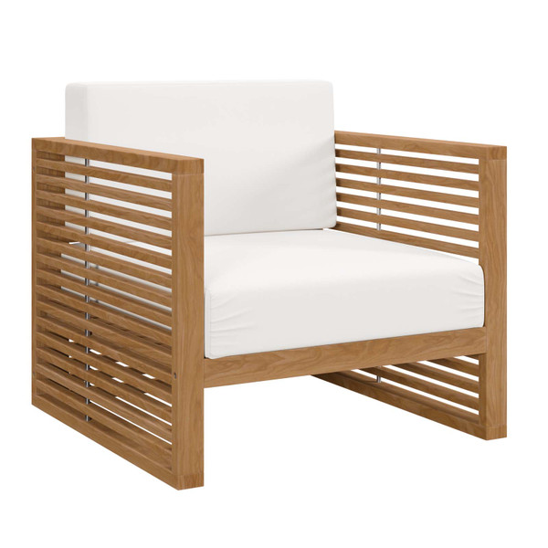Modway Carlsbad Teak Wood Outdoor Patio Armchair - Natural White EEI-5606-NAT-WHI