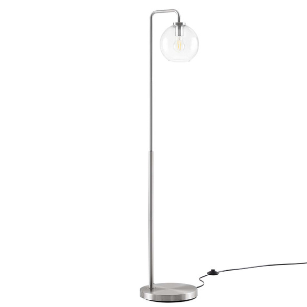 Modway Silo Glass Globe Glass And Metal Floor Lamp - Satin Nickel EEI-5616-SNL
