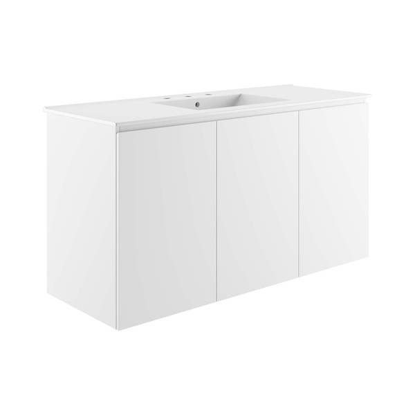 Modway Bryn 48" Wall-Mount Bathroom Vanity - White White EEI-5780-WHI-WHI