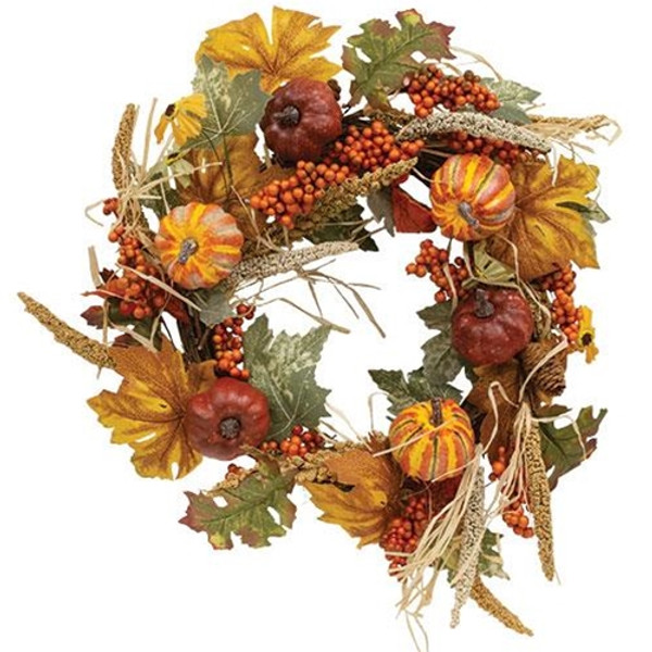 CWI Gifts FT4620563A Pumpkin Harvest & Berry Wreath 20"