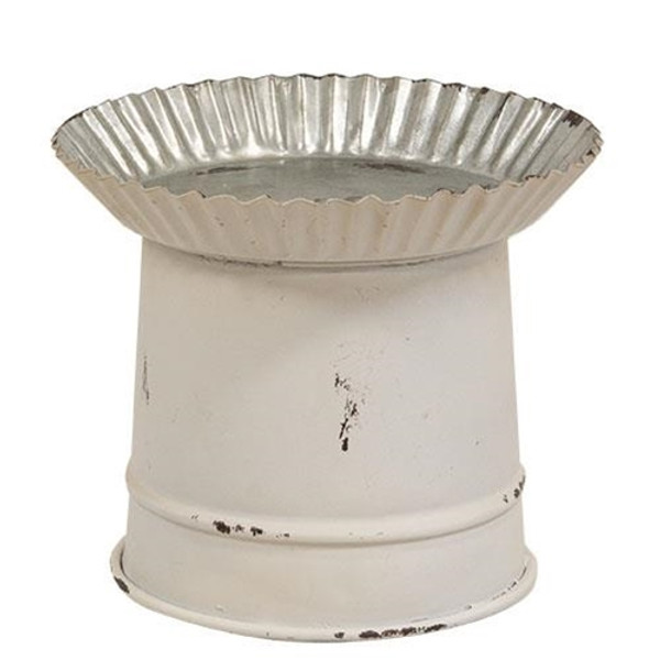 *Shabby Chic White Metal Bucket Candle Pan Medium G19DN051L By CWI Gifts