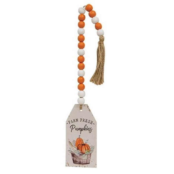 Farm Fresh Pumpkins Beaded Wood Tag G65278 By CWI Gifts