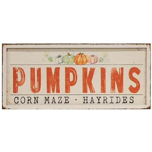 Pumpkins Corn Maze Hayrides Metal Sign G65292 By CWI Gifts