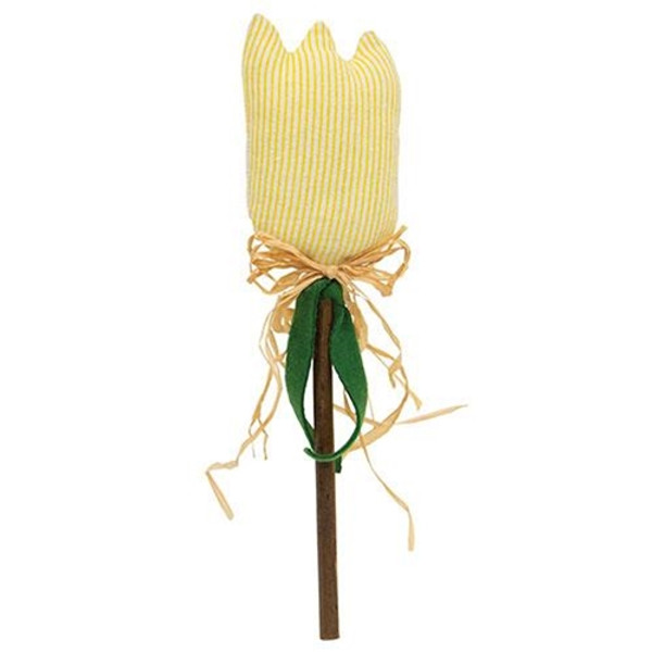 Yellow Stripe Tulip Stake GCS38320 By CWI Gifts