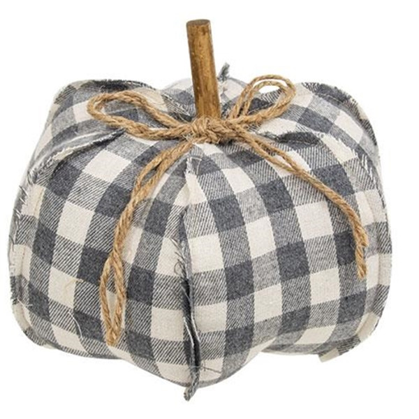 Gray Check Stuffed Pumpkin 8" GCS38330 By CWI Gifts