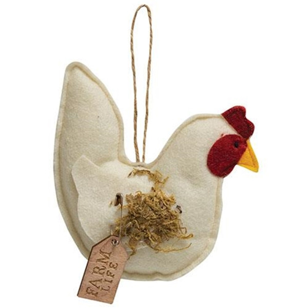 Felt Farm Life Chicken Ornament GCS38403 By CWI Gifts