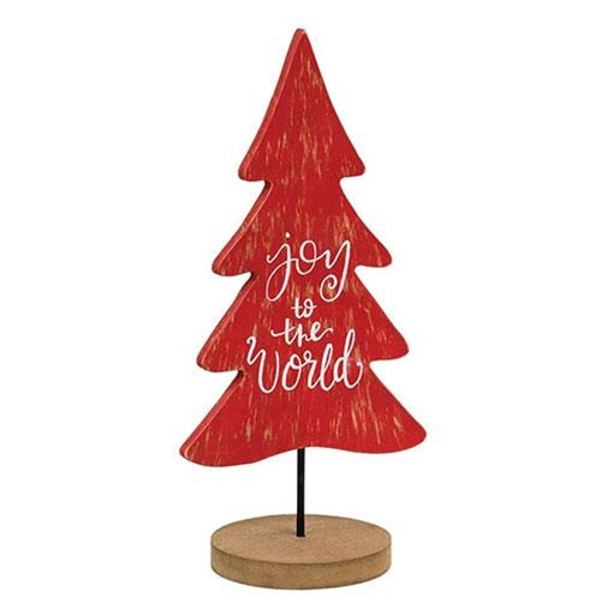 *Joy To The World Wood Tree Cutout Sitter GEAS4326 By CWI Gifts