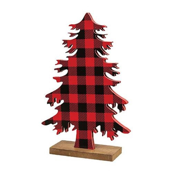 *Red & Black Buffalo Check Wood Tree Small GFHH4071 By CWI Gifts