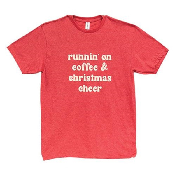 Runnin' On Coffee & Christmas Cheer T-Shirt Heather Red Large GL130L By CWI Gifts