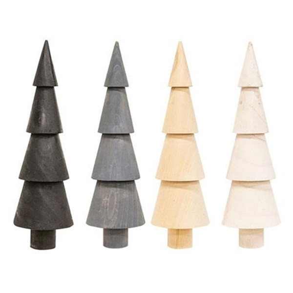 Wooden Spindle Tree 9.5" 4 Asstd. (Pack Of 4) GRJA3053 By CWI Gifts