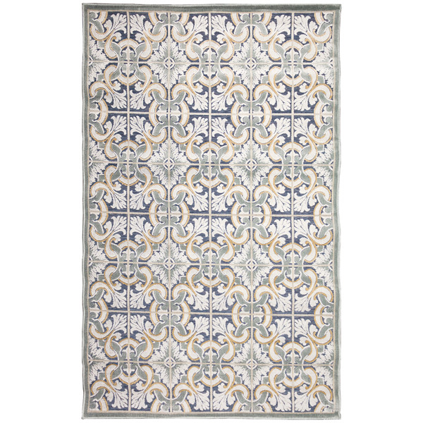 Liora Manne Canyon Floral Tile Indoor/Outdoor Rug Navy 2'6" x 3'11" CYN34937533