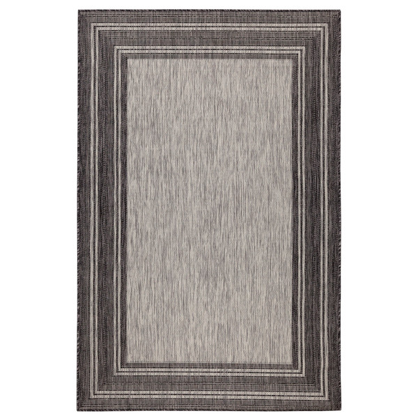 Liora Manne Carmel Multi Border Indoor/Outdoor Rug Black 3'3" x 4'11" CRE45842548