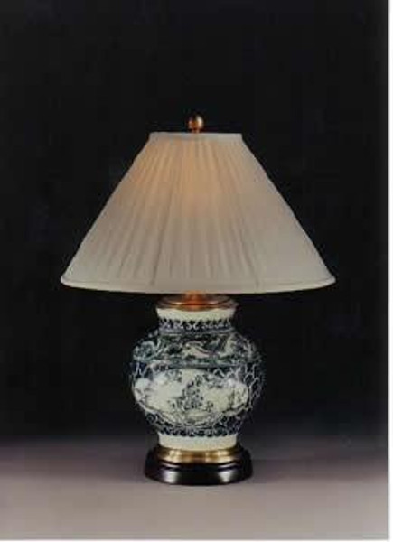 2040-24 Clayton Blue & White Crackle With Scholar Table Lamp