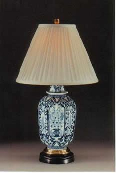 2046-24 Clayton Medium Blue & White Ribbed Table Lamp