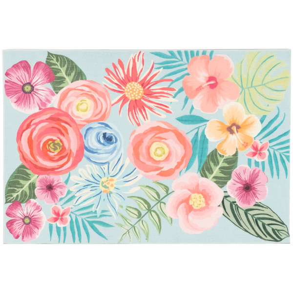 Liora Manne Illusions Flower Garden Indoor/Outdoor Mat Aqua 1'11" x 2'11" ILU23329404