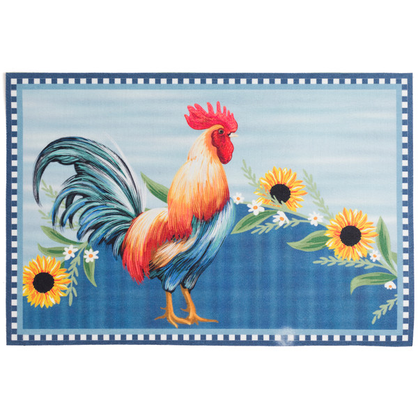 Liora Manne Illusions Rooster Indoor/Outdoor Mat Blue 1'7" x 2'5" ILU12334803