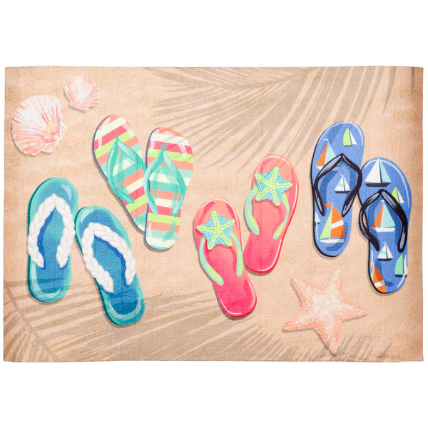 Liora Manne Illusions Beachside Flip Flops Indoor/Outdoor Mat Sand 2'5" x 4'1" ILU34337112