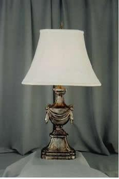 5007SIL Clayton Antique Silver Urn With Swags Table Lamp
