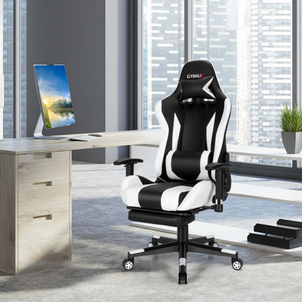 CB10204WH Massage Gaming Chair Recliner Gamer Racing Chair