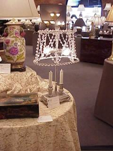 5159SIL Clayton Silver Desk Lamp With Crystal Beaded Shade