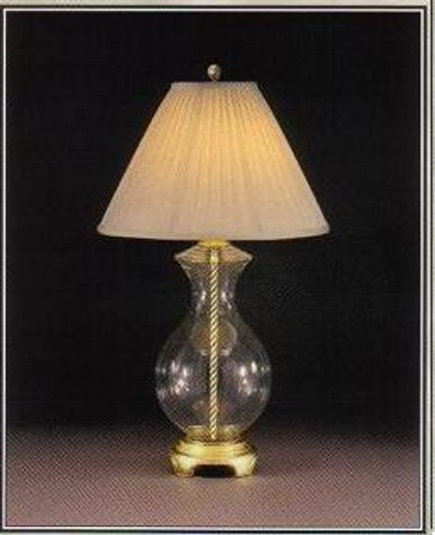 5512 Clayton Hand Blown Seeded Jar With Brass Twist Lamp