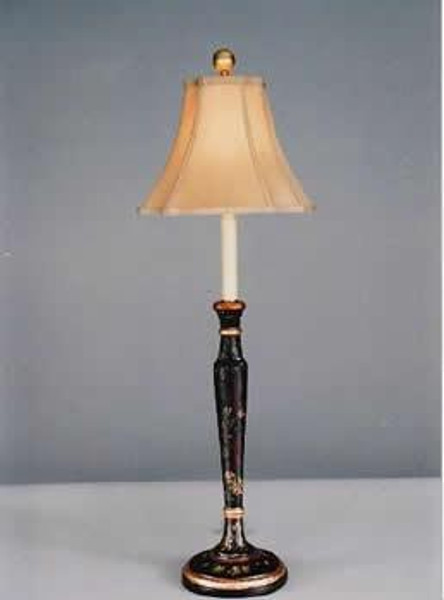 5636 Clayton Black Candlestick With Floral & Gold Dec. Lamp