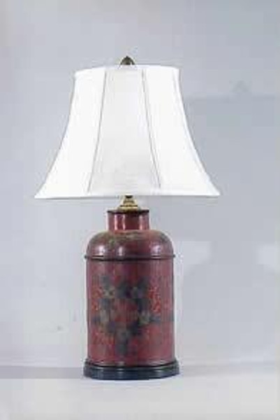 5639 Clayton Red Lacquer Tea Cannister Lamp