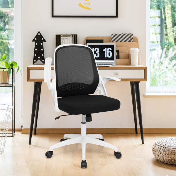 CB10373WH Adjustable Mesh Office Chair Rolling Computer Desk Chair With Flip-Up Armrest-White