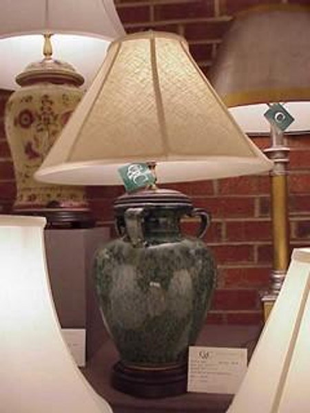 6043 Clayton Peacock Glaze Jar With Handles Lamp