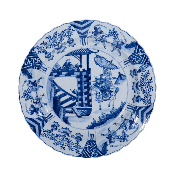 Blue And White Plate Warrior Motif 1467C