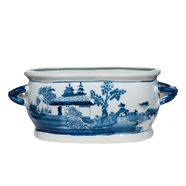 Blue And White Mountaintop Temple Foot Bath Planter 1589B
